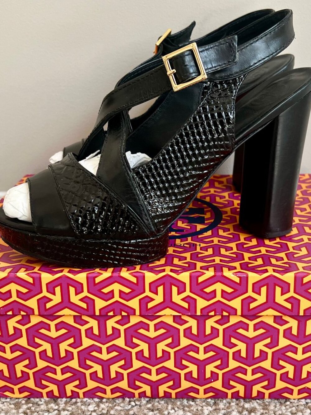 Tory Burch Deidre-Shiny Women's Platform-Heels/Sandals, Size 9